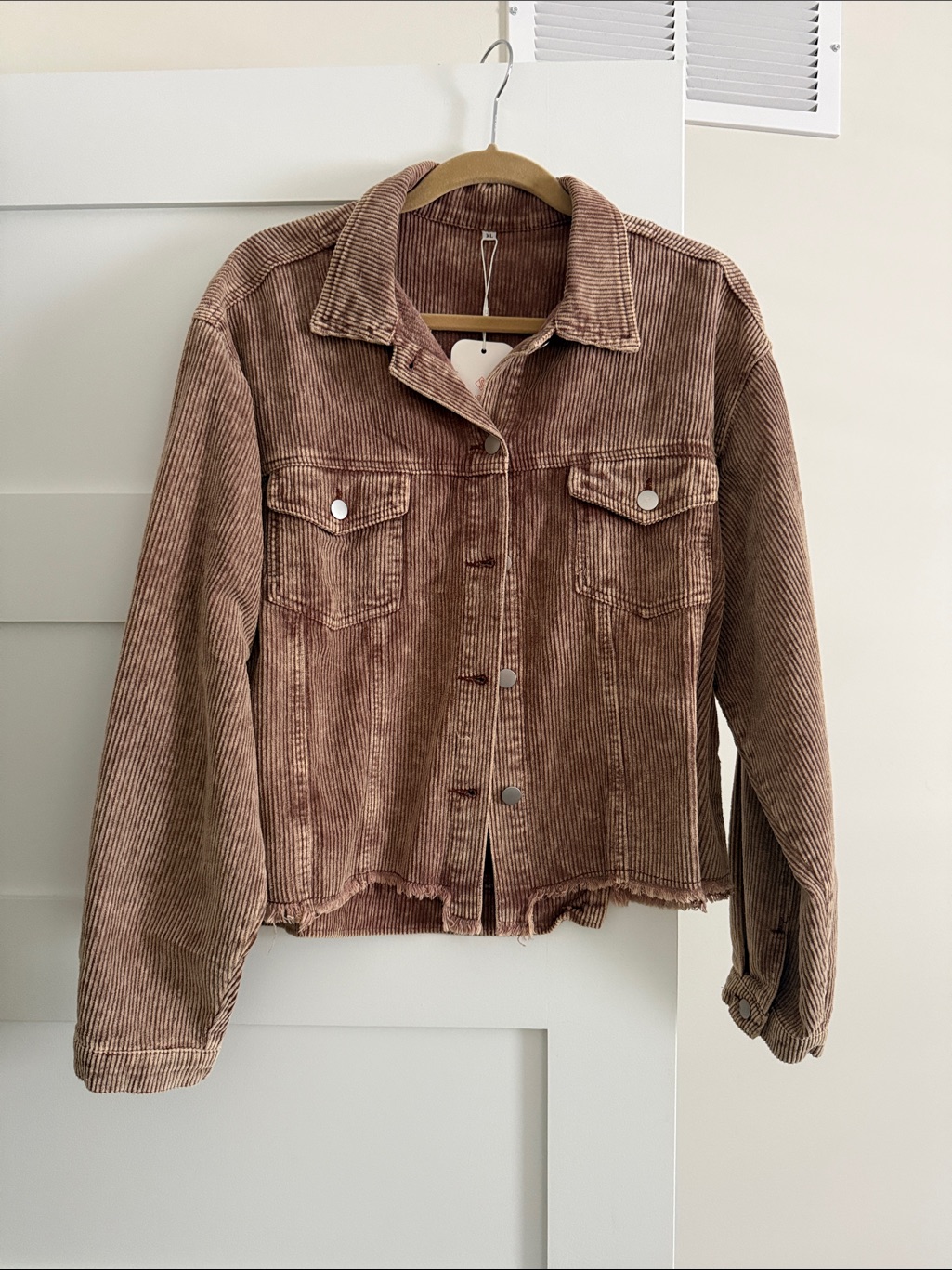Corduroy Button-Up Jacket In Brown